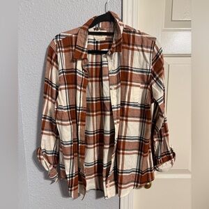 Weatherproof Vintage Brown and White Plaid Shirt